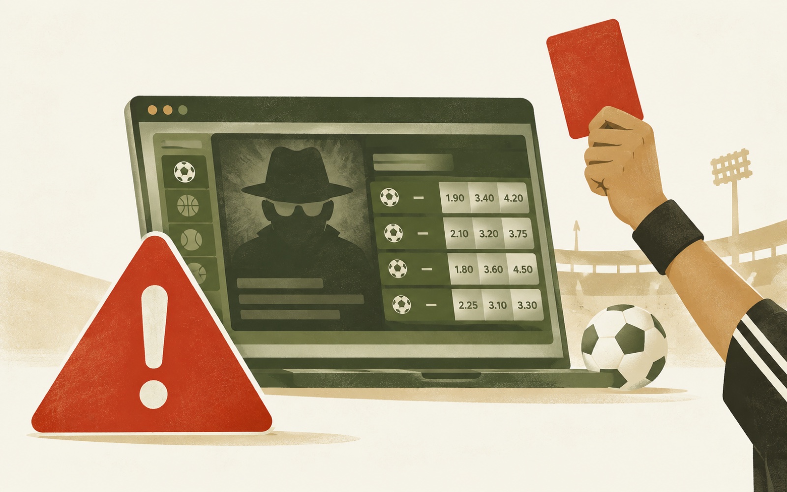 Warning symbols beside an unverifiable betting site licence